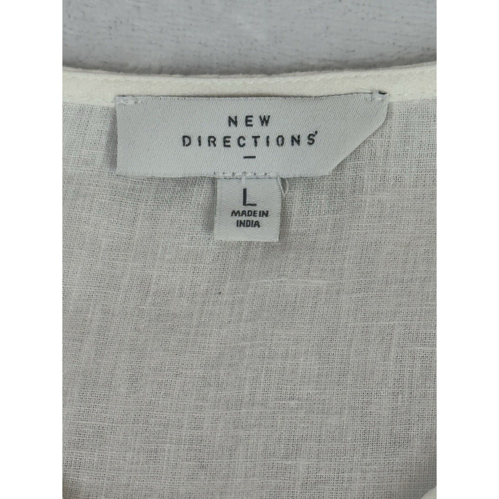 New Directions Linen‎ Blend Tunic Top White Boho Lightweight Size L Resort - Picture 5 of 9